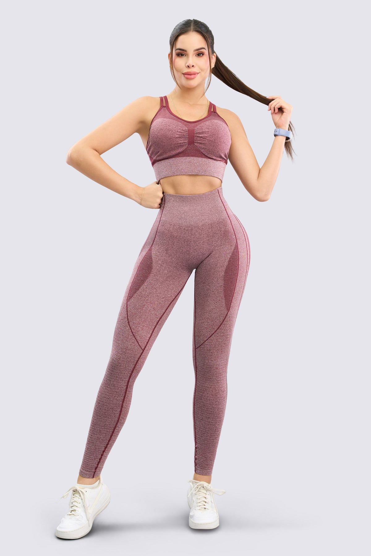 Leggings Push Up Jaspeado Vinotinto