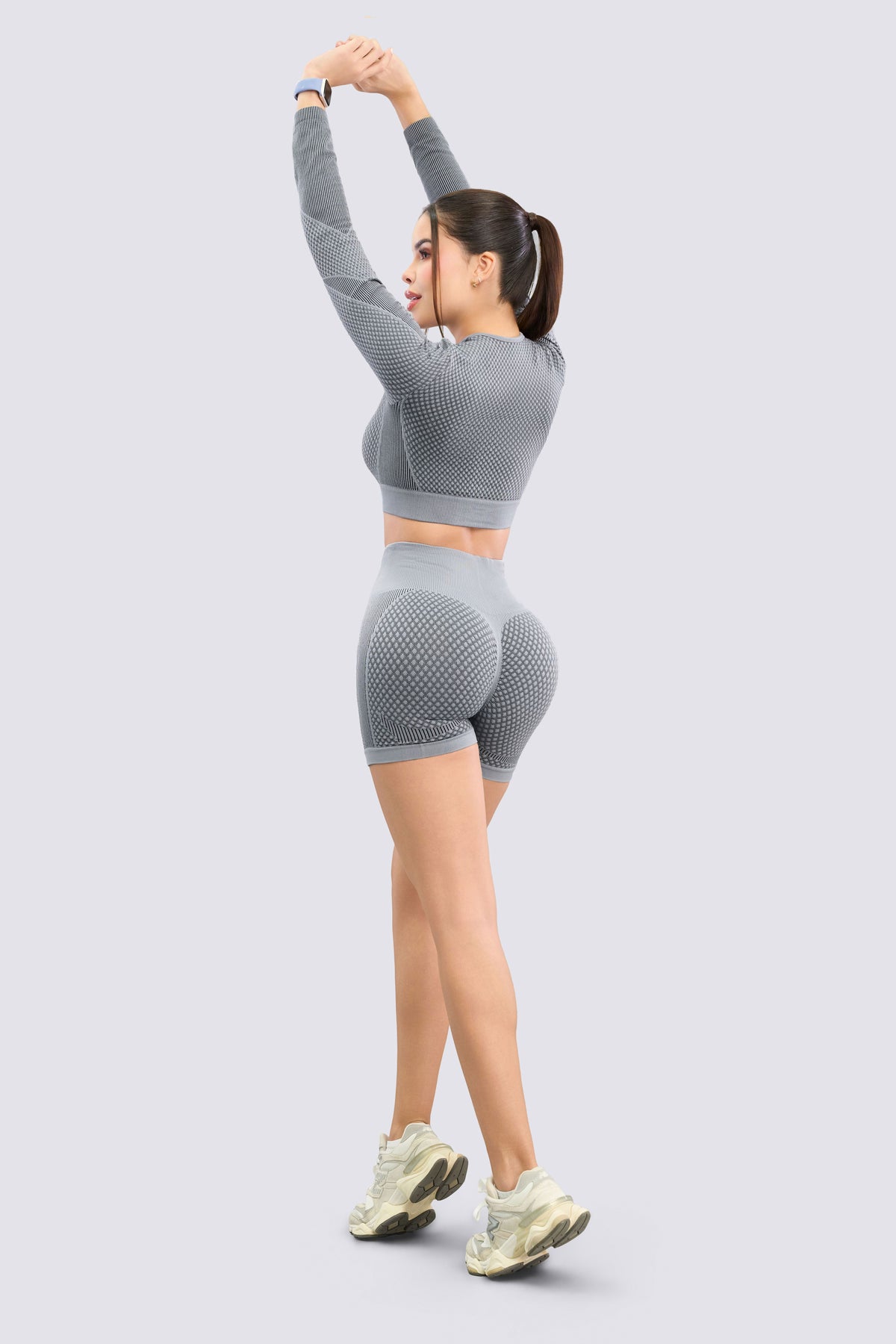 Short Mujer Tejido Texturizado Gris