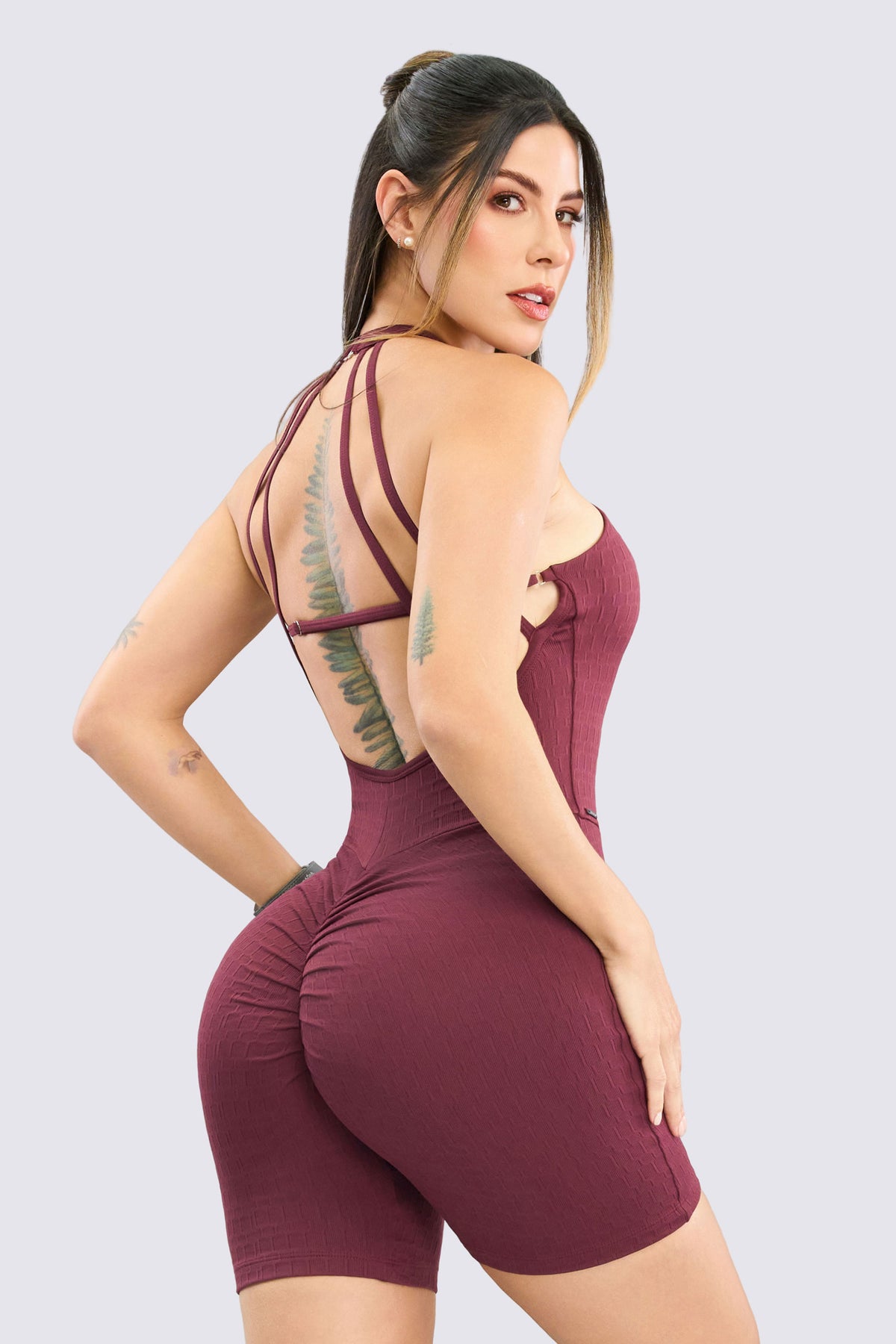 Enterizo Mujer BodySculpt Escote en Espalda Vinotinto