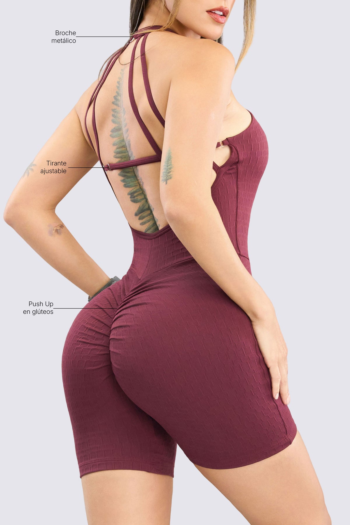 Enterizo Mujer BodySculpt Escote en Espalda Vinotinto
