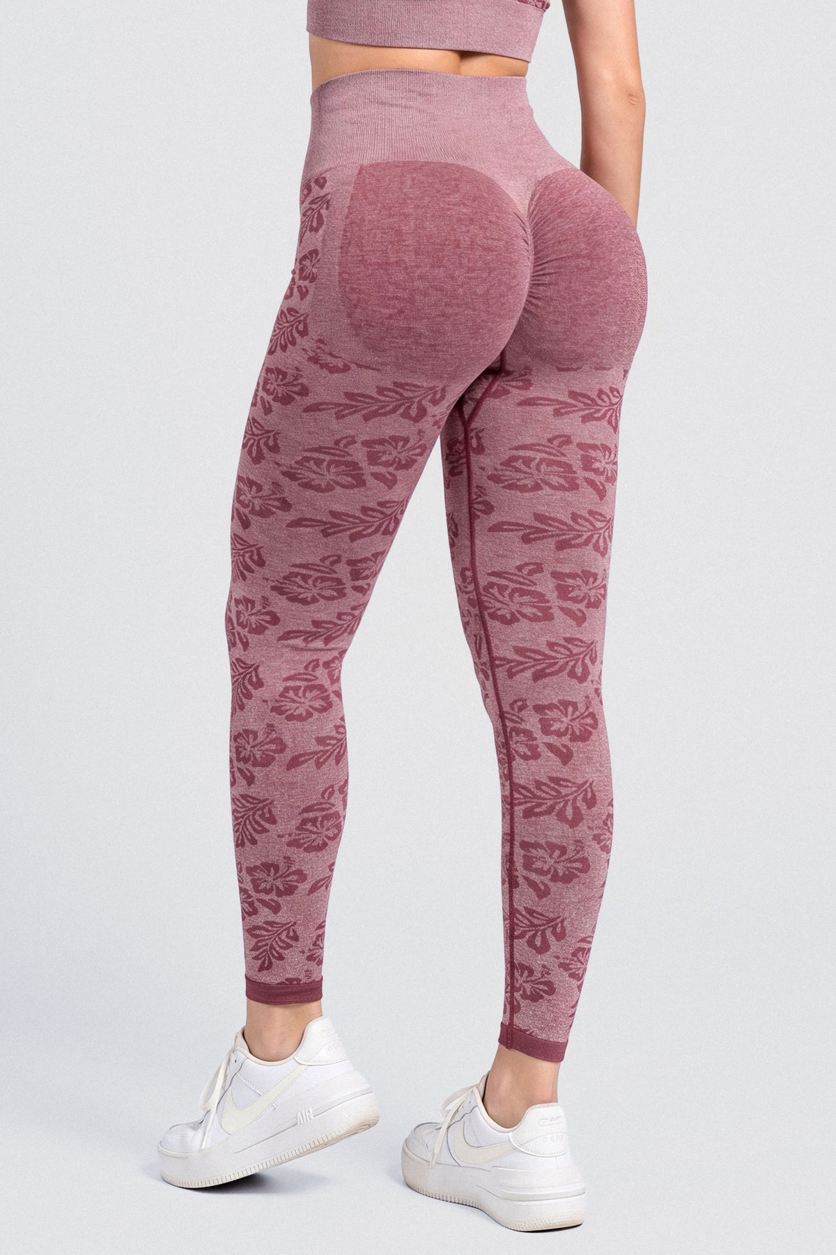 Leggings Patrón de Flores Cerezo Oscuro