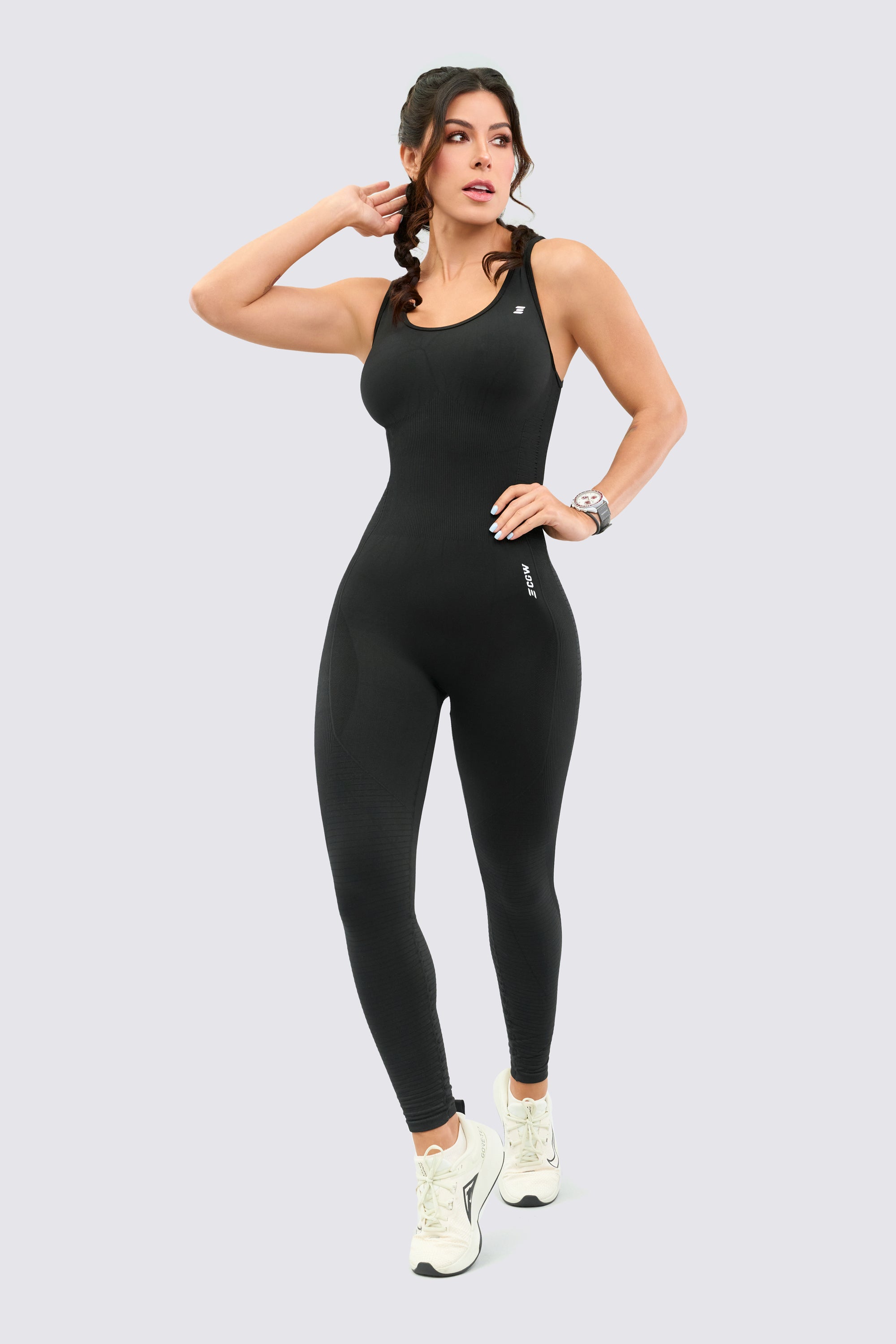Seamless bodysuit in black, soft and comfortable.