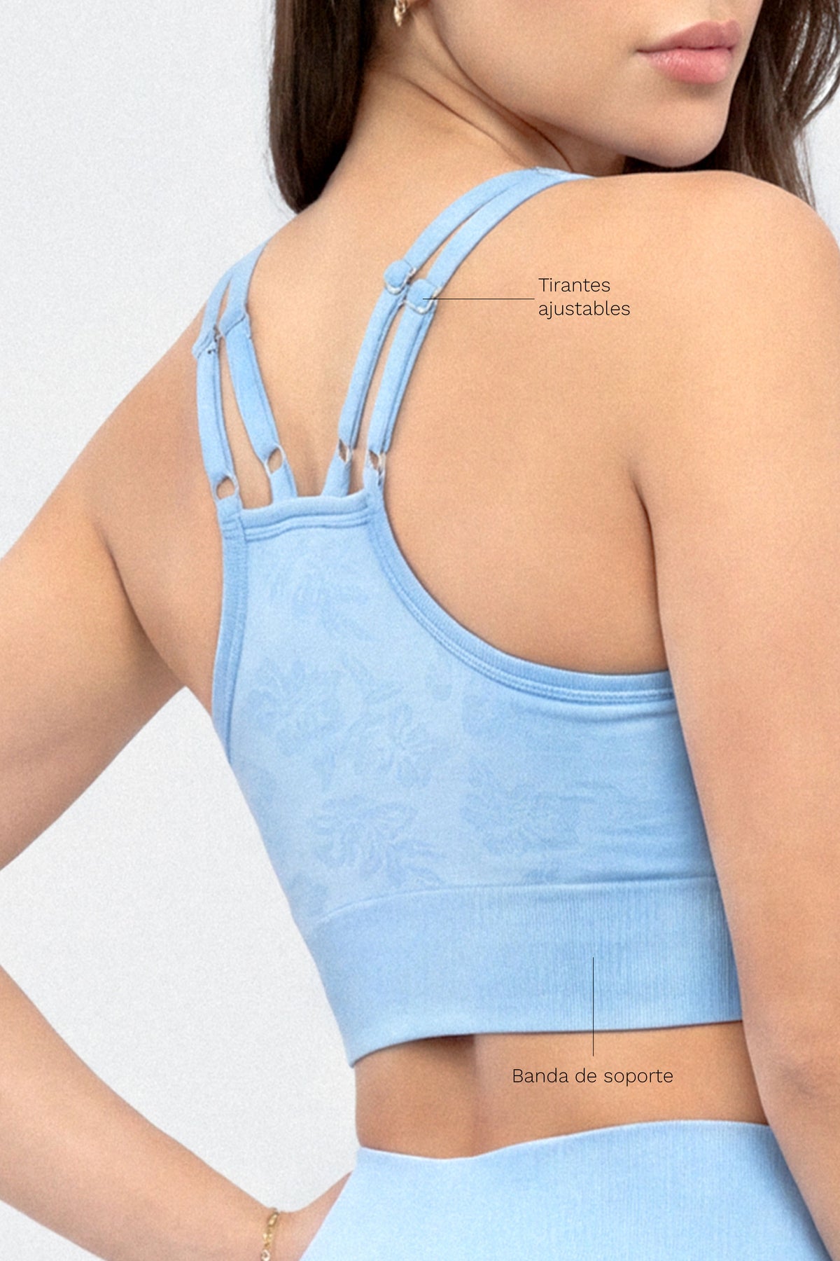 Top Mujer Baby Blue Tejido Patrón de Flores