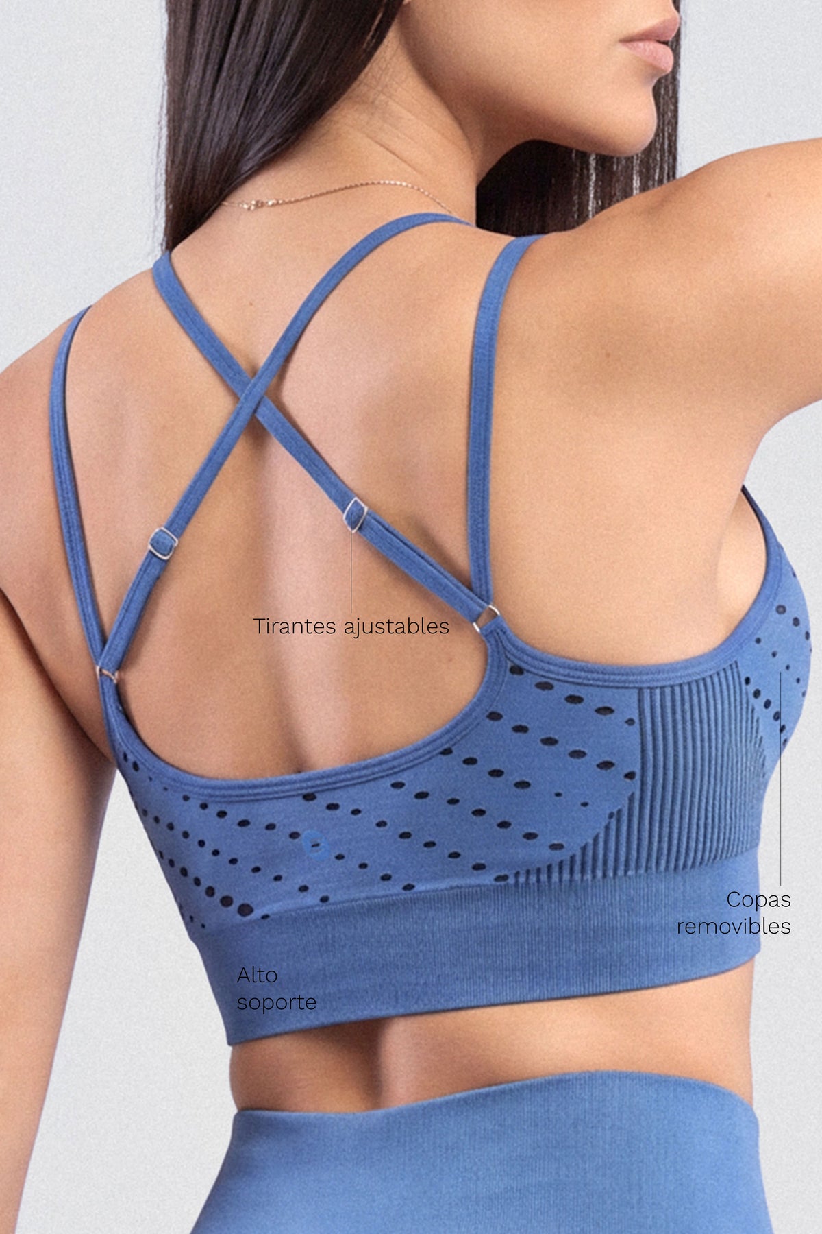 Top Mujer Azul Rey Tirantes Ajustables Patrón de Lunares