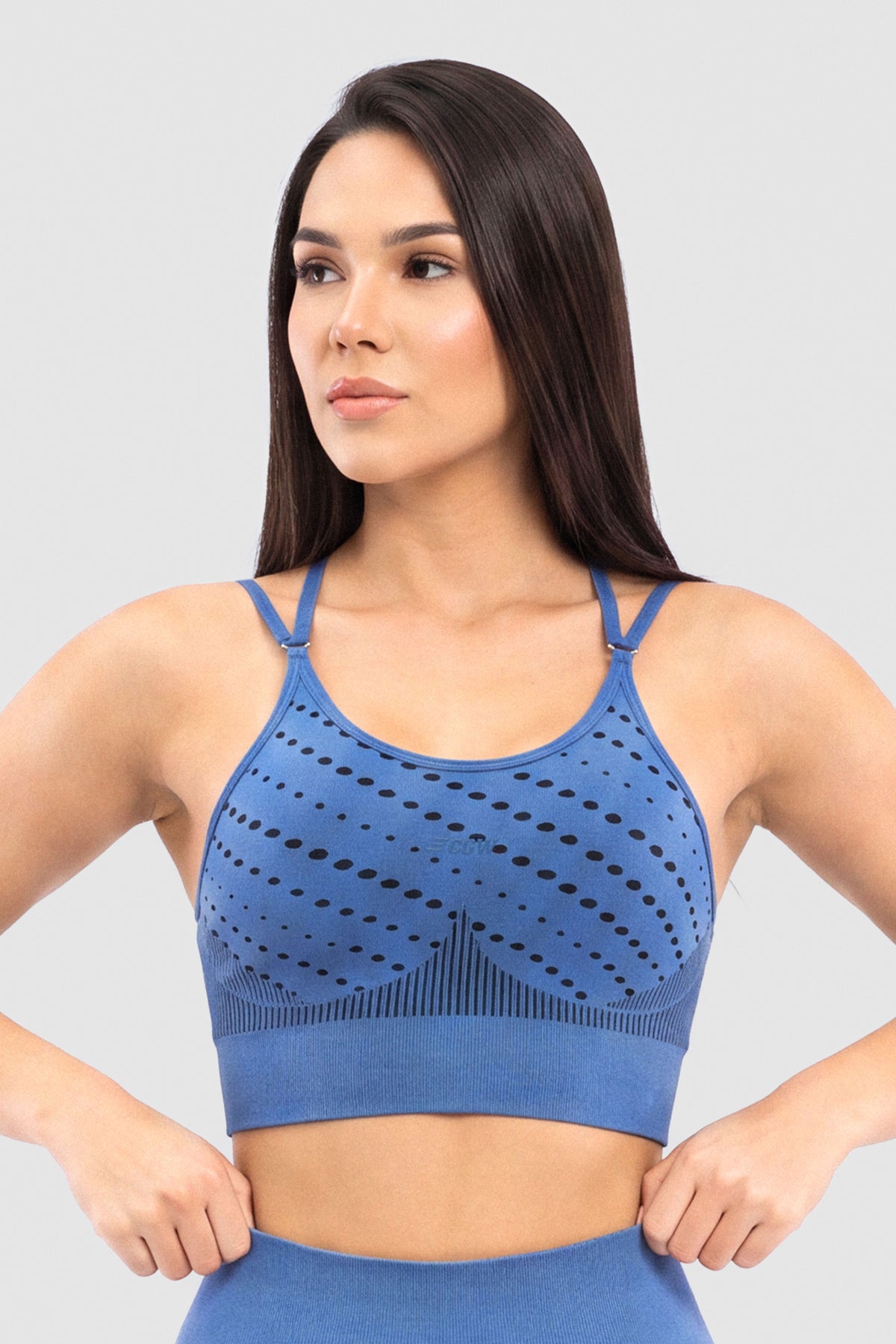 Top Mujer Azul Rey Tirantes Ajustables Patrón de Lunares