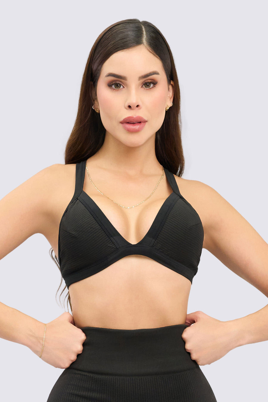Top Deportivo Negro Soporte Medio