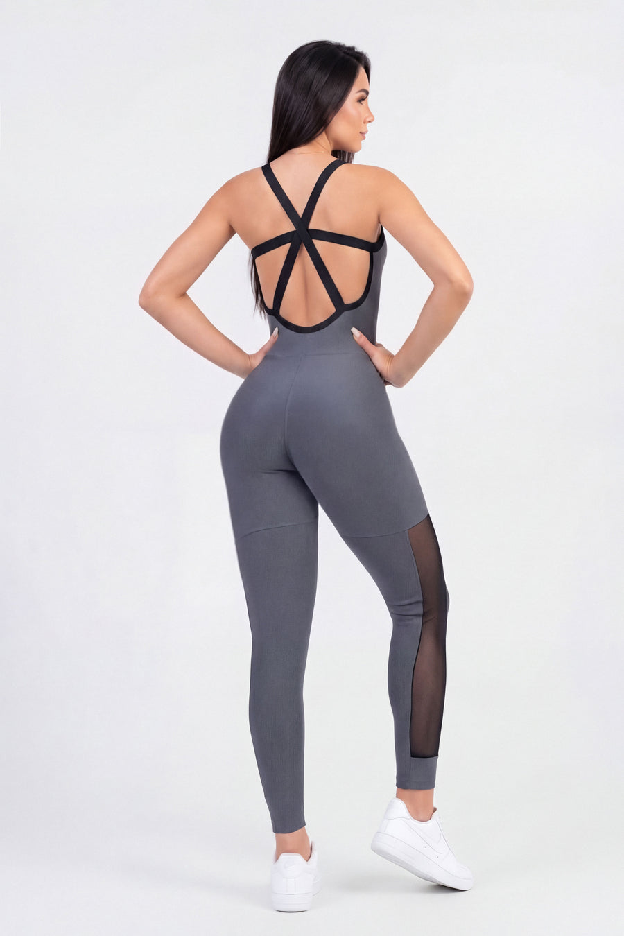 Enterizo Mujer BodySculpt Gris y Negro