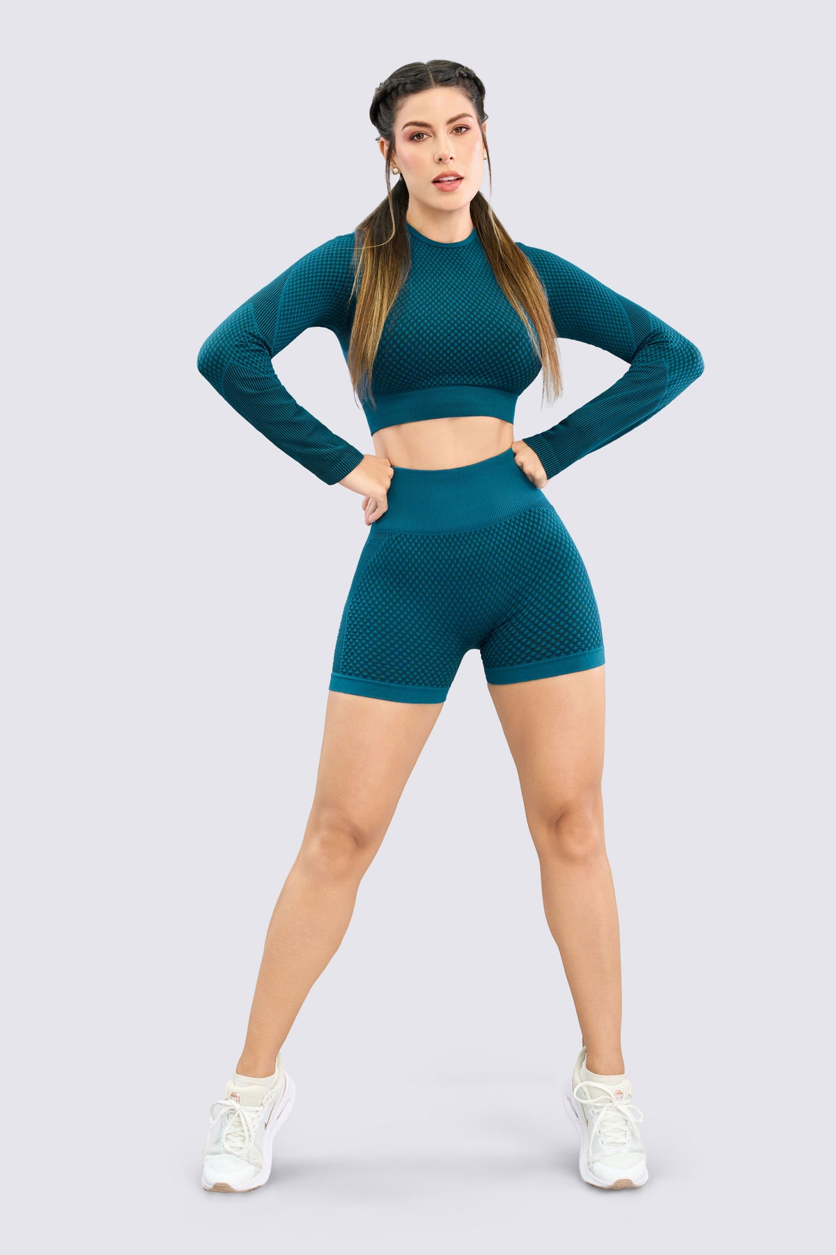 Short Mujer Tejido Texturizado Verde