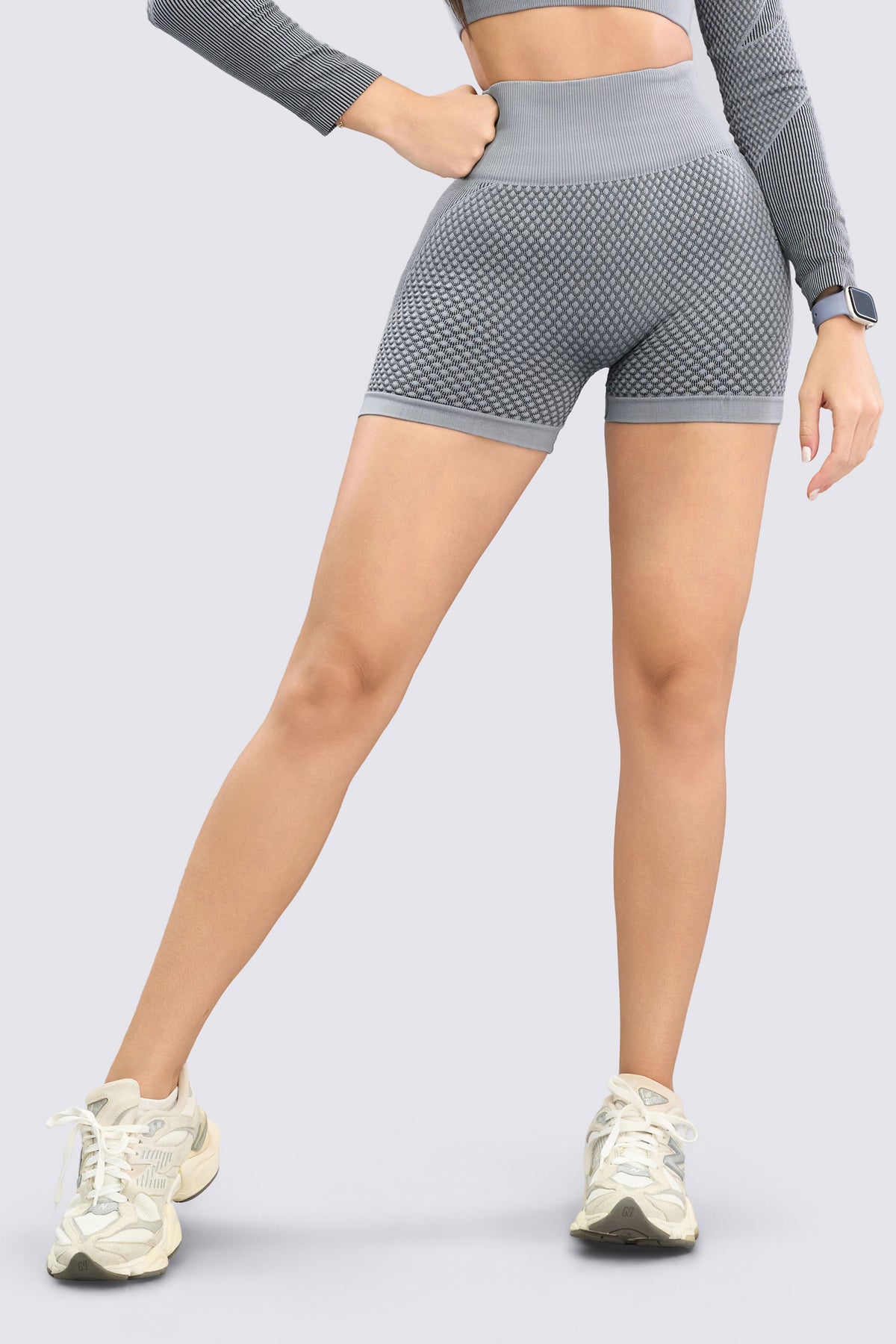 Short Mujer Tejido Texturizado Gris