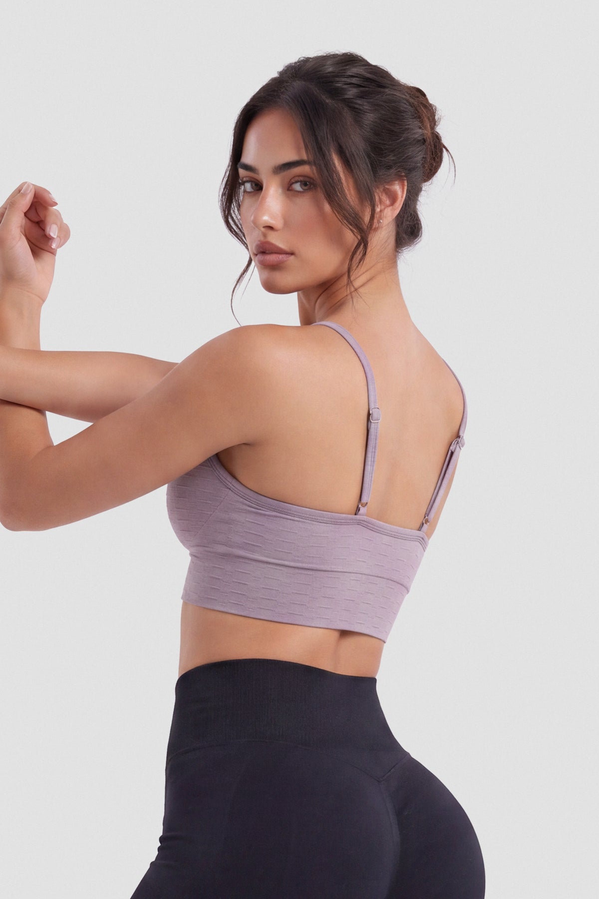 Top Mujer Color Palo de Rosa Tiras Cruzadas Frontales